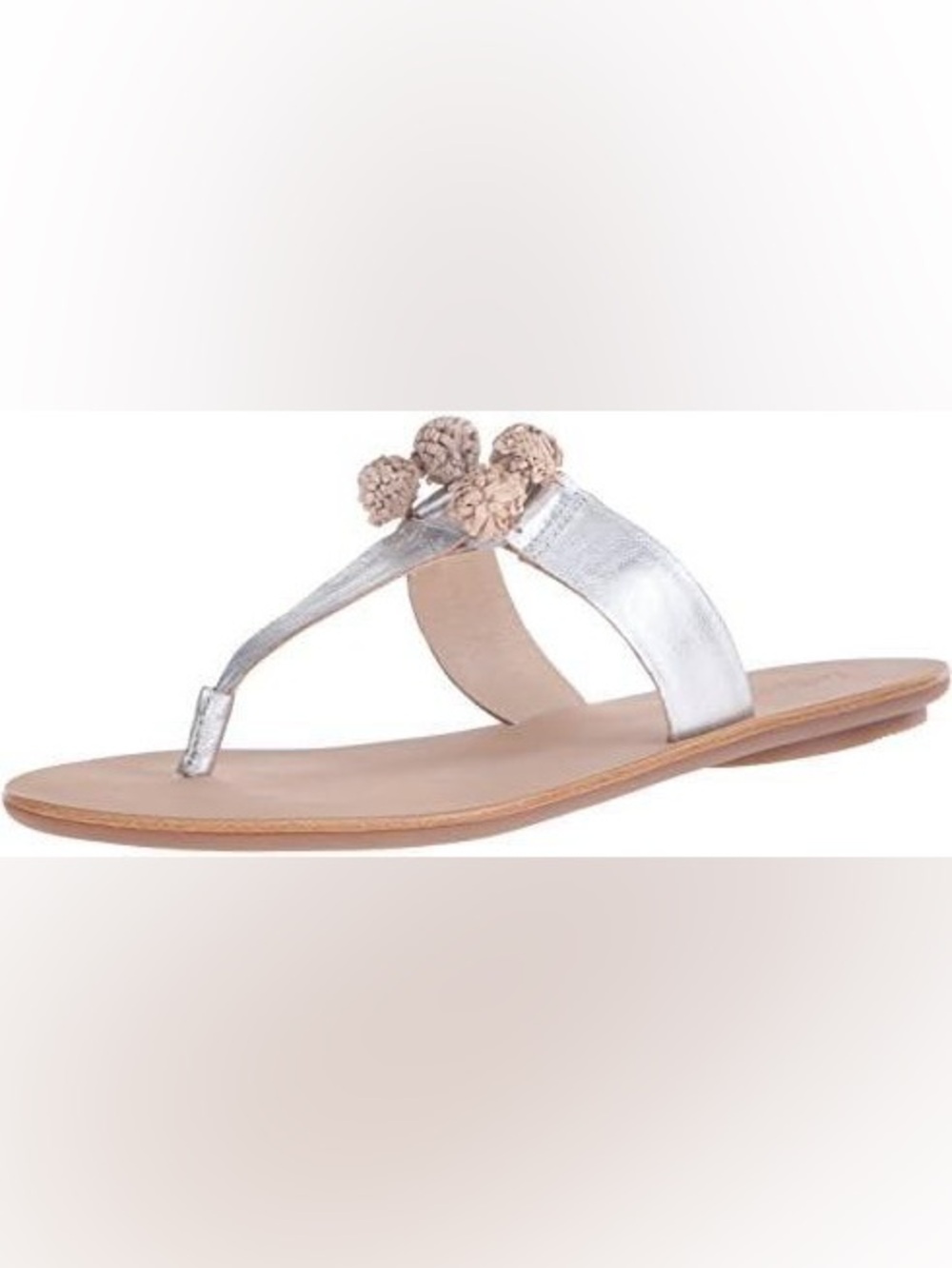 NEW Loeffler Randall Silver Metallic Sandals with Pompoms Womens Size 10